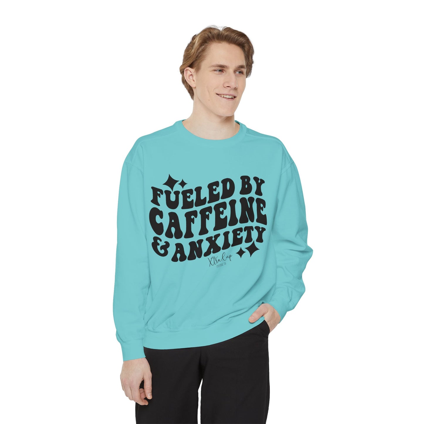 Caffeine & Anxiety Sweatshirt, Cozy Unisex Pullover, Funny Gift for Coffee Lovers, Casual Wear, Motivational Outfit