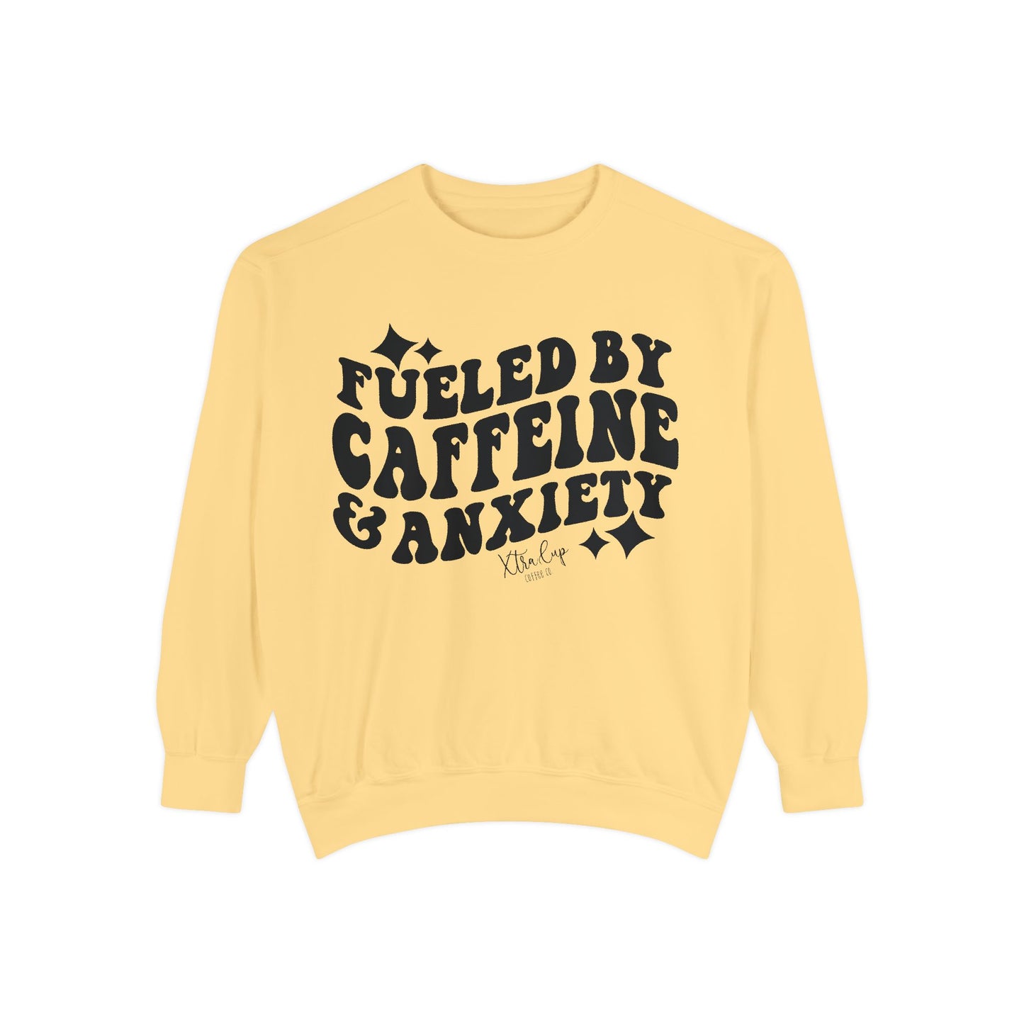 Caffeine & Anxiety Sweatshirt, Cozy Unisex Pullover, Funny Gift for Coffee Lovers, Casual Wear, Motivational Outfit