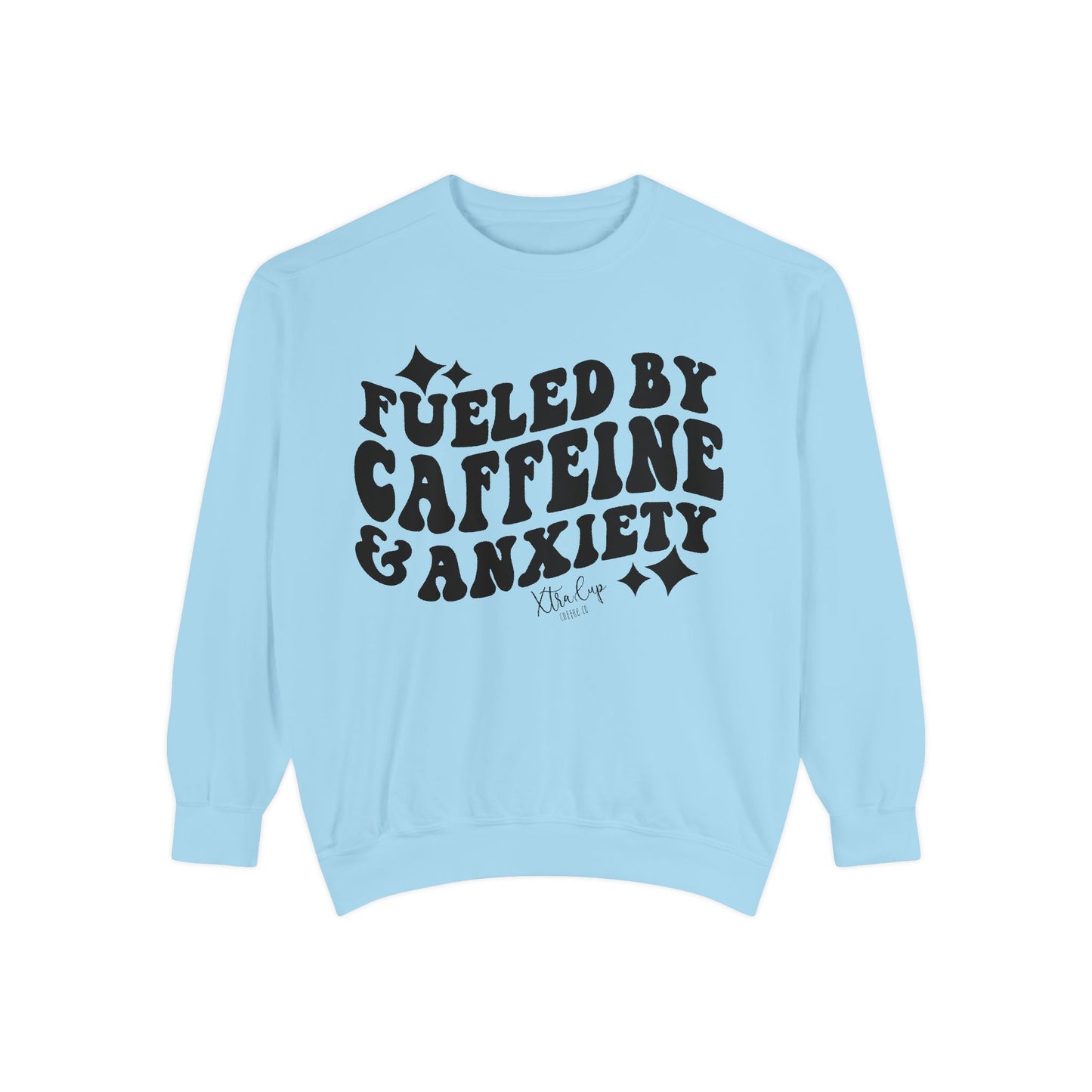 Caffeine & Anxiety Sweatshirt, Cozy Unisex Pullover, Funny Gift for Coffee Lovers, Casual Wear, Motivational Outfit