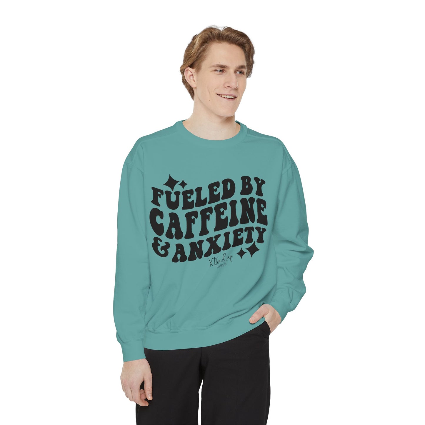 Caffeine & Anxiety Sweatshirt, Cozy Unisex Pullover, Funny Gift for Coffee Lovers, Casual Wear, Motivational Outfit