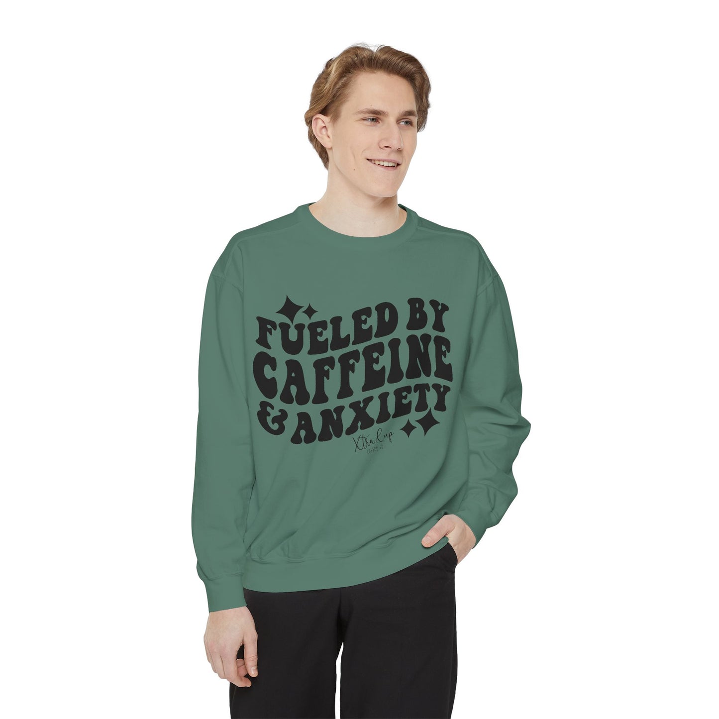 Caffeine & Anxiety Sweatshirt, Cozy Unisex Pullover, Funny Gift for Coffee Lovers, Casual Wear, Motivational Outfit