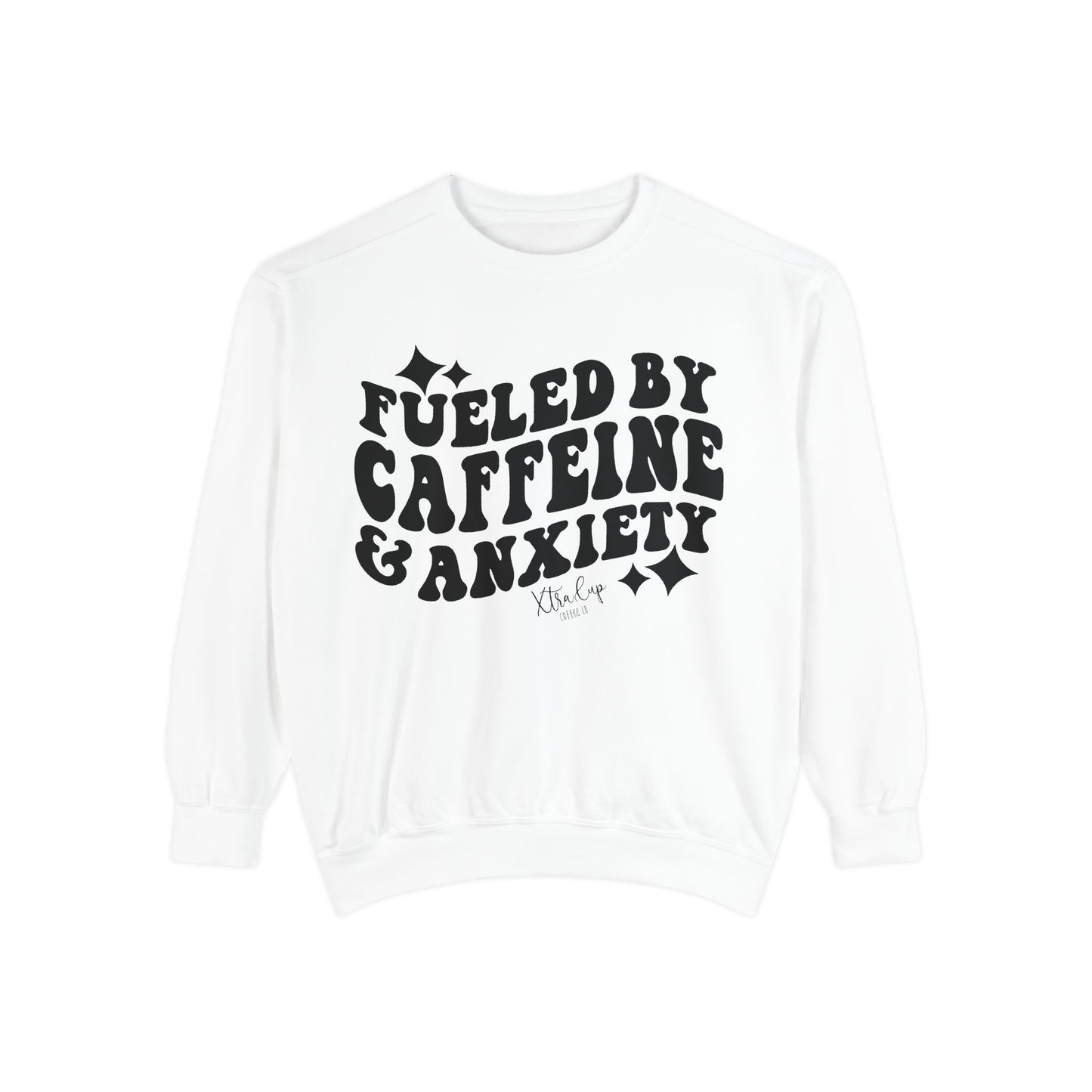Caffeine & Anxiety Sweatshirt, Cozy Unisex Pullover, Funny Gift for Coffee Lovers, Casual Wear, Motivational Outfit