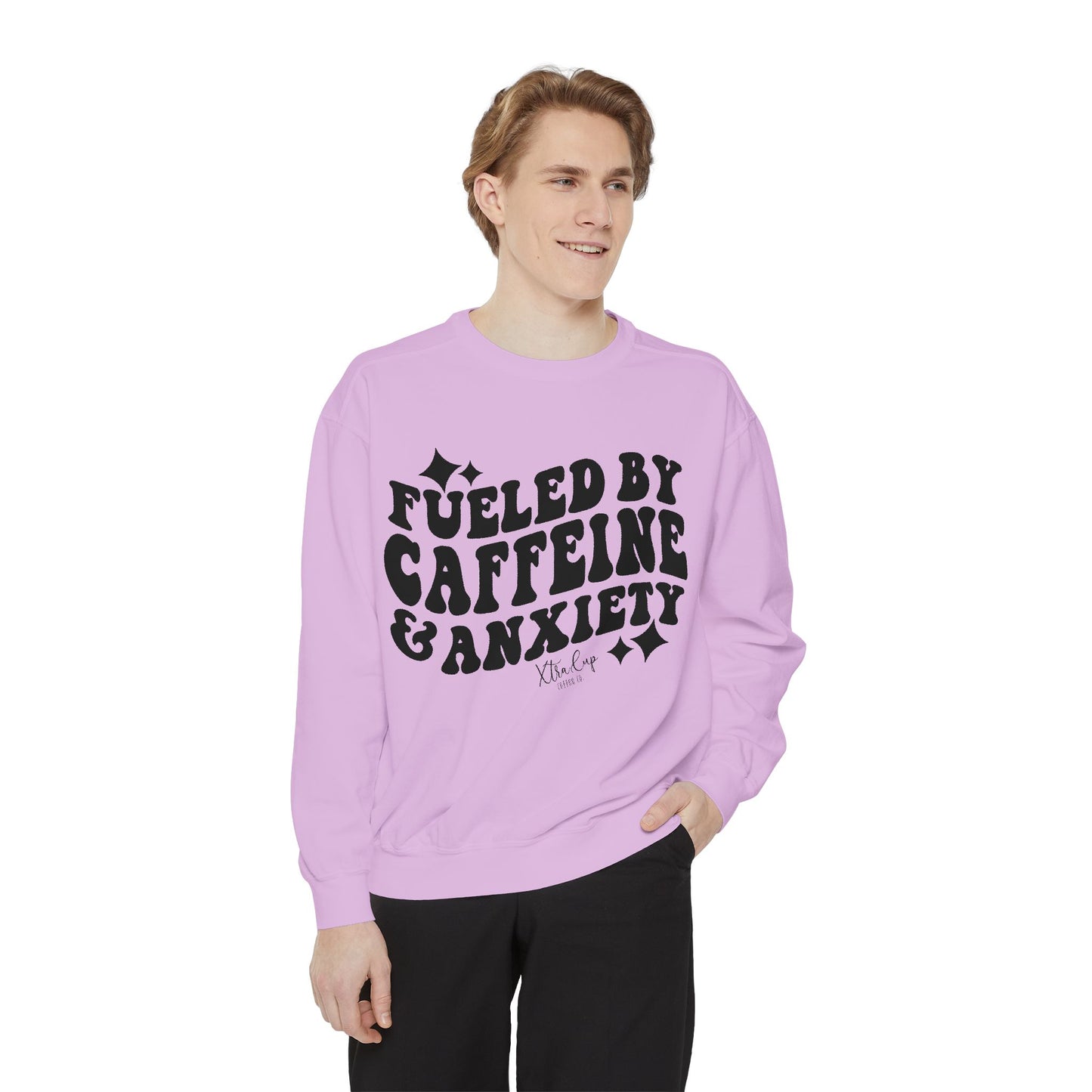 Caffeine & Anxiety Sweatshirt, Cozy Unisex Pullover, Funny Gift for Coffee Lovers, Casual Wear, Motivational Outfit