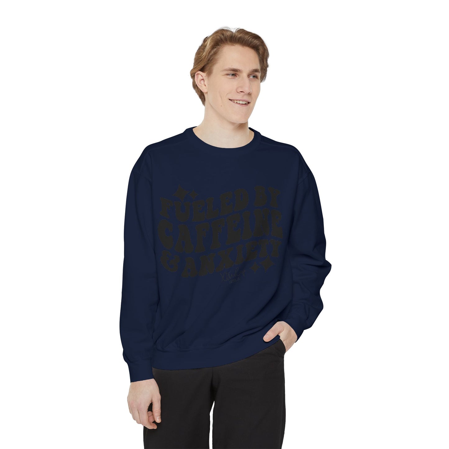 Caffeine & Anxiety Sweatshirt, Cozy Unisex Pullover, Funny Gift for Coffee Lovers, Casual Wear, Motivational Outfit