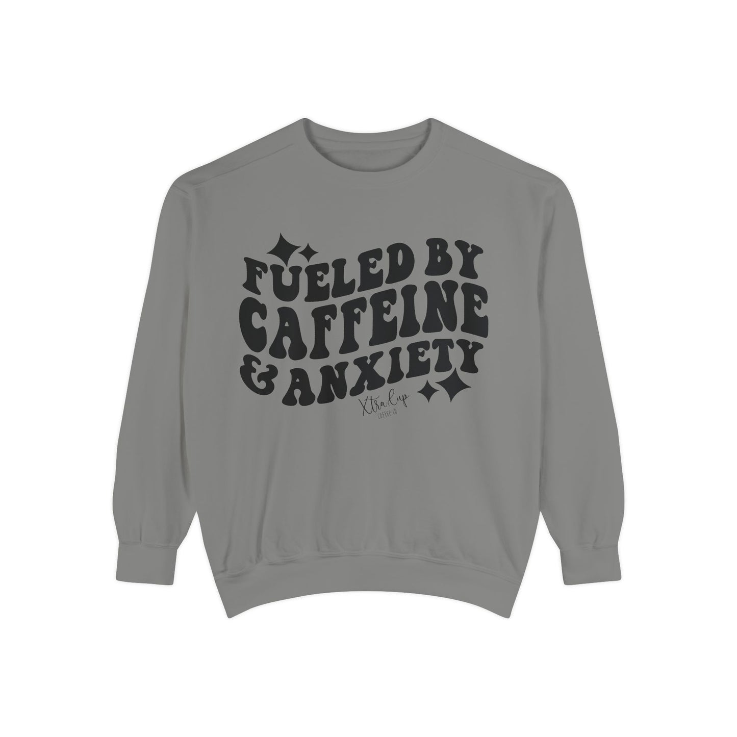 Caffeine & Anxiety Sweatshirt, Cozy Unisex Pullover, Funny Gift for Coffee Lovers, Casual Wear, Motivational Outfit