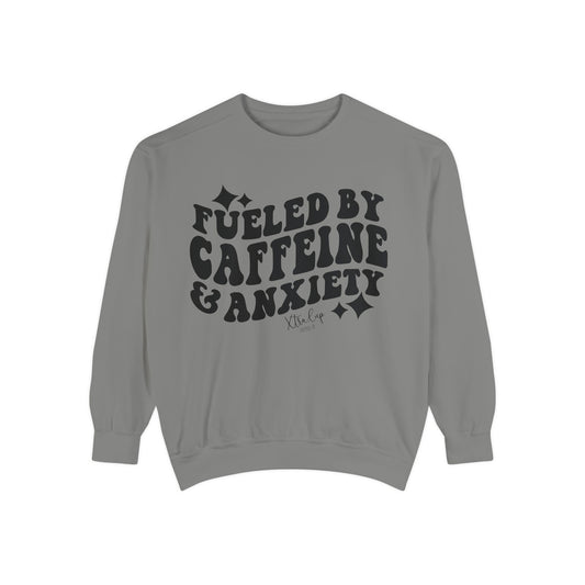 Caffeine & Anxiety Sweatshirt, Cozy Unisex Pullover, Funny Gift for Coffee Lovers, Casual Wear, Motivational Outfit