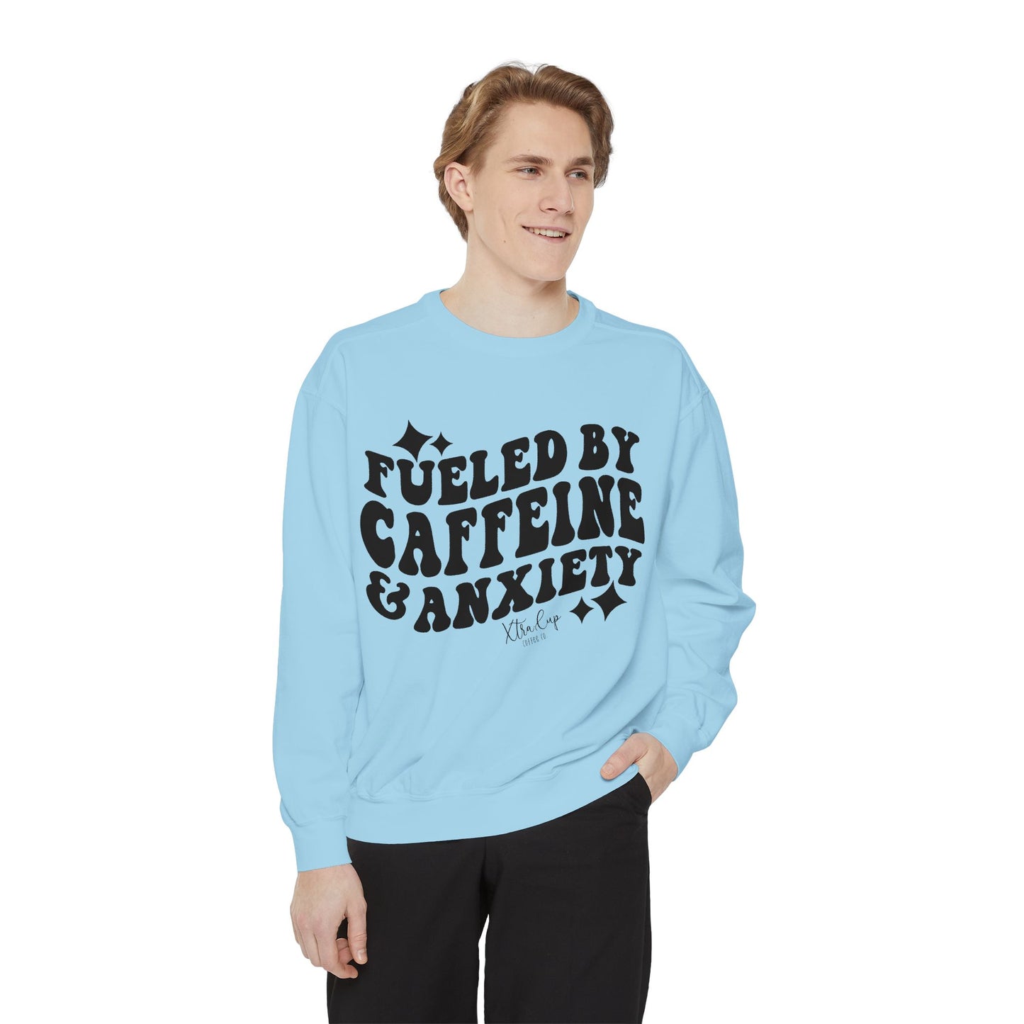 Caffeine & Anxiety Sweatshirt, Cozy Unisex Pullover, Funny Gift for Coffee Lovers, Casual Wear, Motivational Outfit