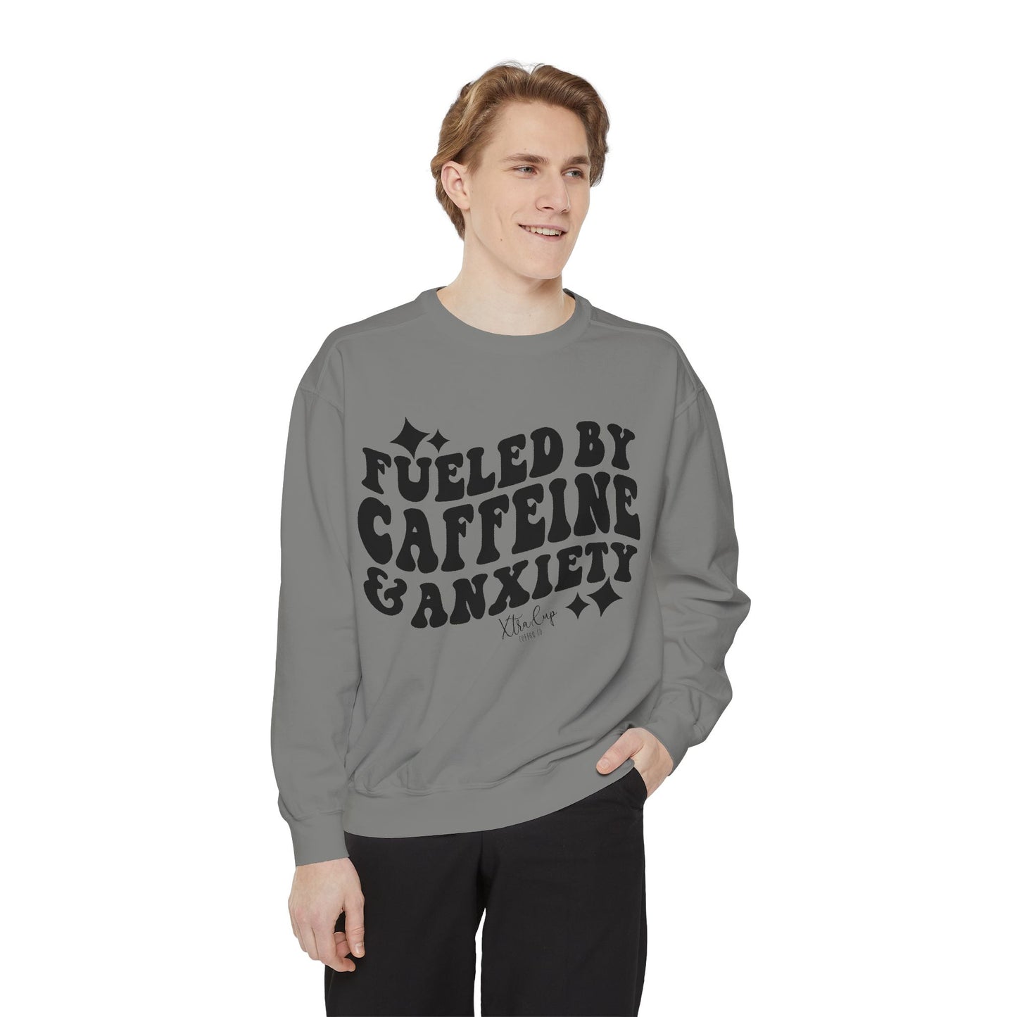 Caffeine & Anxiety Sweatshirt, Cozy Unisex Pullover, Funny Gift for Coffee Lovers, Casual Wear, Motivational Outfit