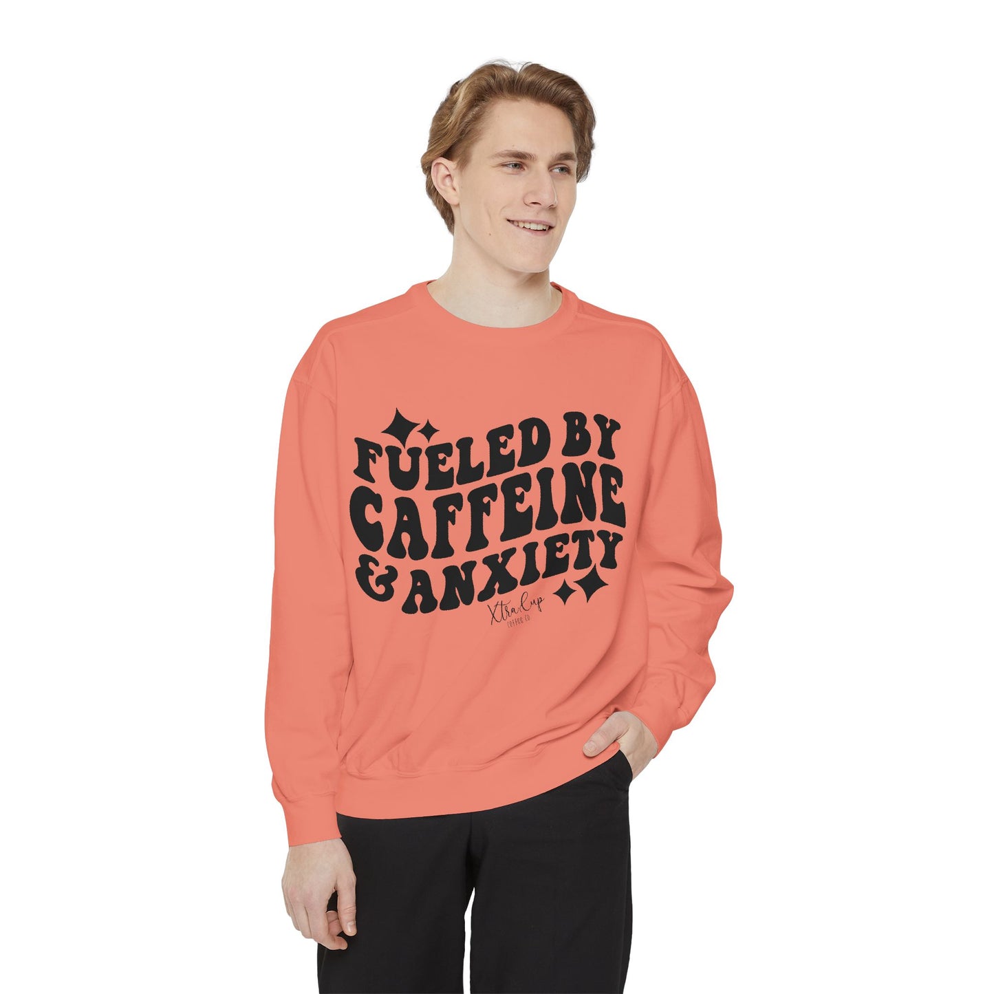 Caffeine & Anxiety Sweatshirt, Cozy Unisex Pullover, Funny Gift for Coffee Lovers, Casual Wear, Motivational Outfit