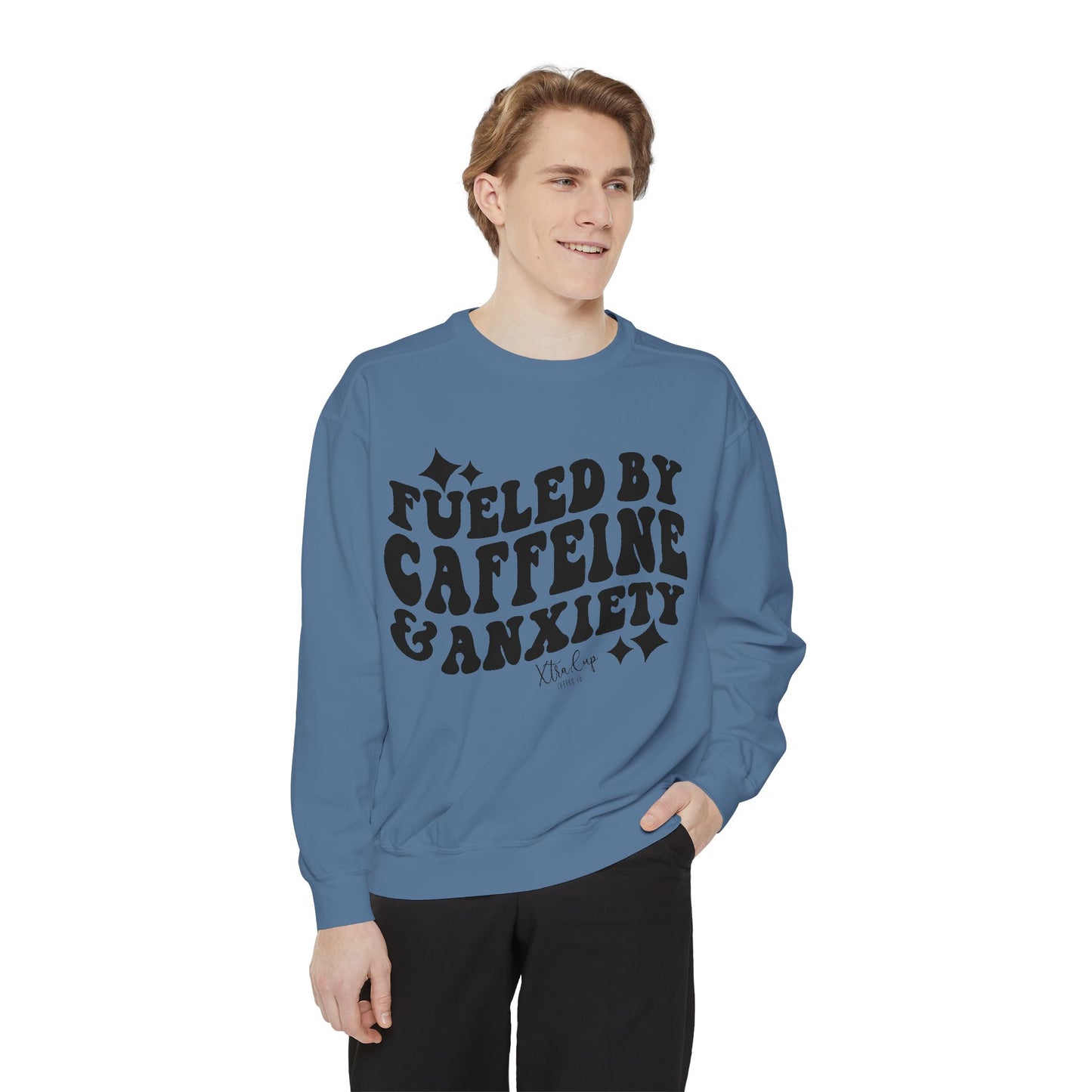 Caffeine & Anxiety Sweatshirt, Cozy Unisex Pullover, Funny Gift for Coffee Lovers, Casual Wear, Motivational Outfit