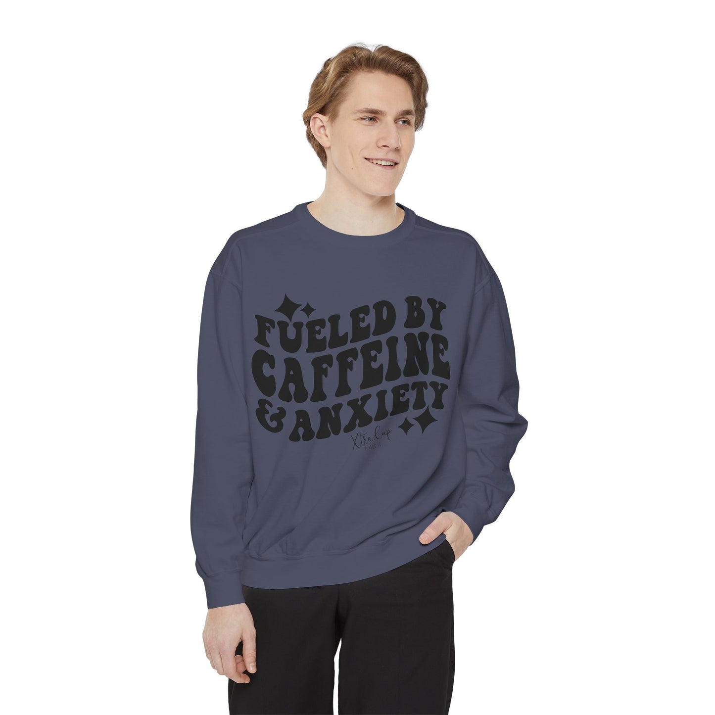 Caffeine & Anxiety Sweatshirt, Cozy Unisex Pullover, Funny Gift for Coffee Lovers, Casual Wear, Motivational Outfit