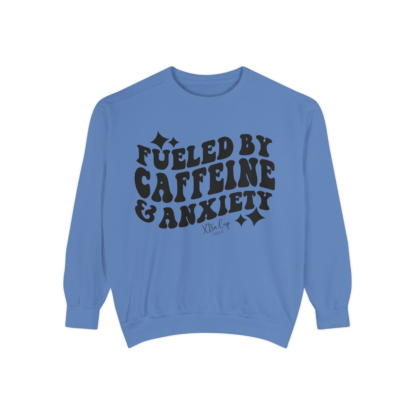 Caffeine & Anxiety Sweatshirt, Cozy Unisex Pullover, Funny Gift for Coffee Lovers, Casual Wear, Motivational Outfit